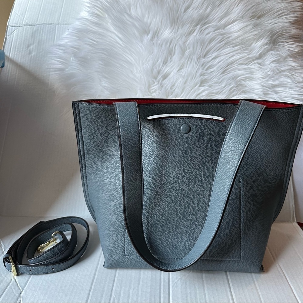 Sondra Roberts Squared Gray Blue Modern Hand Bag Crossbody Tote